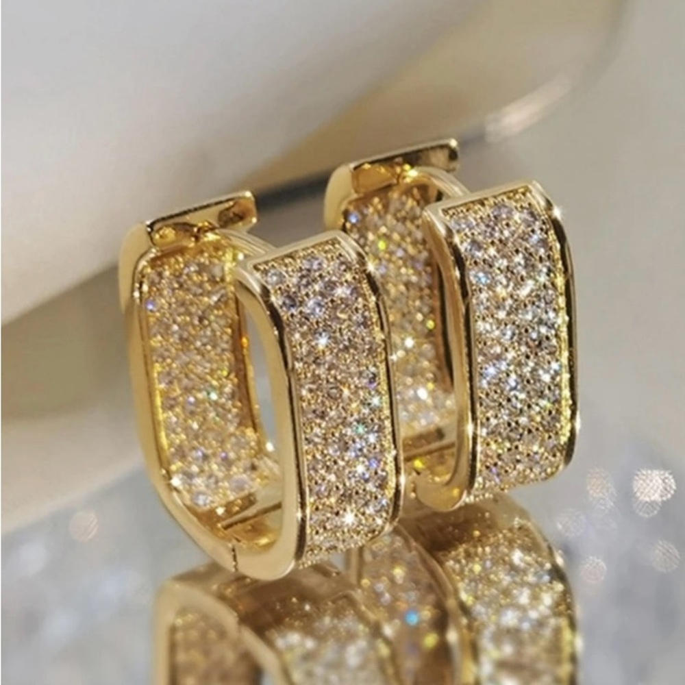 1pair Glamorous Cubic Zirconia Hoop Earrings For women